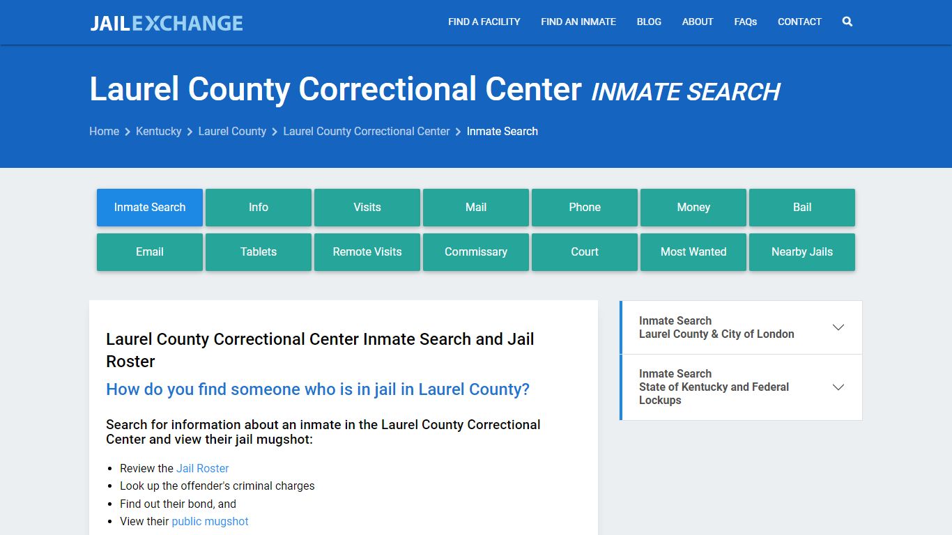 Laurel County Correctional Center Inmate Search - Jail Exchange